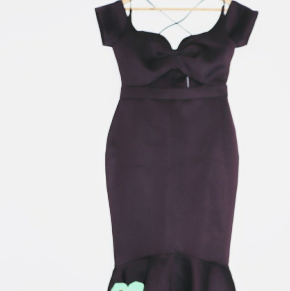 WOMEN'S OFF SHOULDER CUT OUT PEPHEM PARTY DRESS - Picture 3 of 8